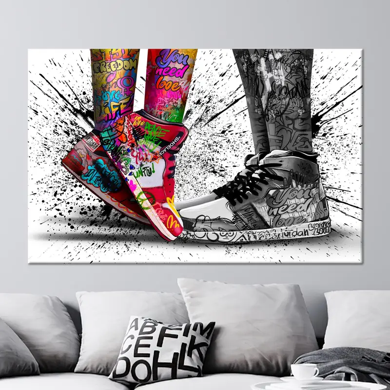 エレガントなグラフィティ エア ジョーダン キャンバス プリント - 芸術的な室内装飾