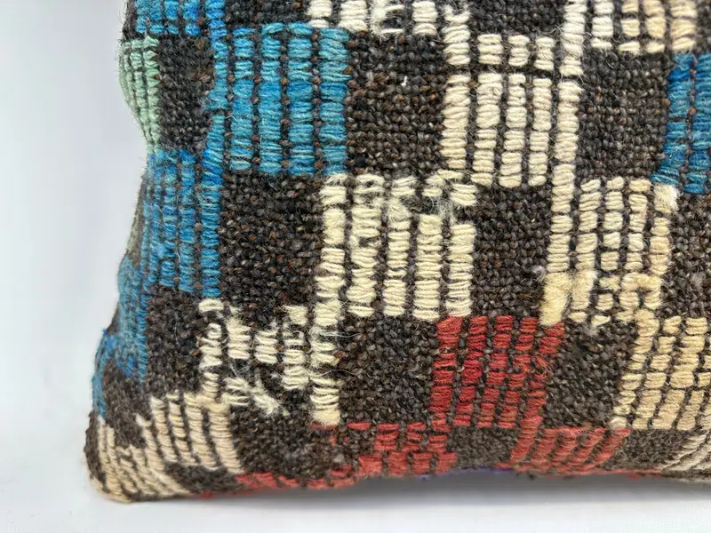 16x16 Blue Pillow, Retro Throw Pillow Cover, Boho Chic Pillow, Vintage Kilim Pillow, Pillow for Sofa, Vintage Pillow, Pillow Cover - 2