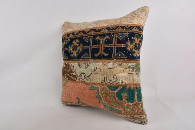 24x24 Blue Pillow Cover, Customized Pillow, Kilim Pillow, Kilim Cushion Sham, Turkish Kilim Pillow, Rustic Pillow Cover, Cushion - 4
