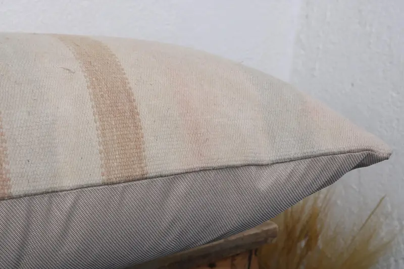 Turkish Pillow, Patio Cushion Cover, Cushion Case, 16x24 Beige Pillow Cover, Antique Pillows, Ikat Cushion Case, Kilim Pillow Cover - 6