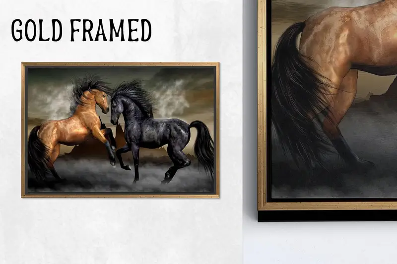 Zarif At Kanvas: Siyah ve Kahverengi At Kanvas Tablo