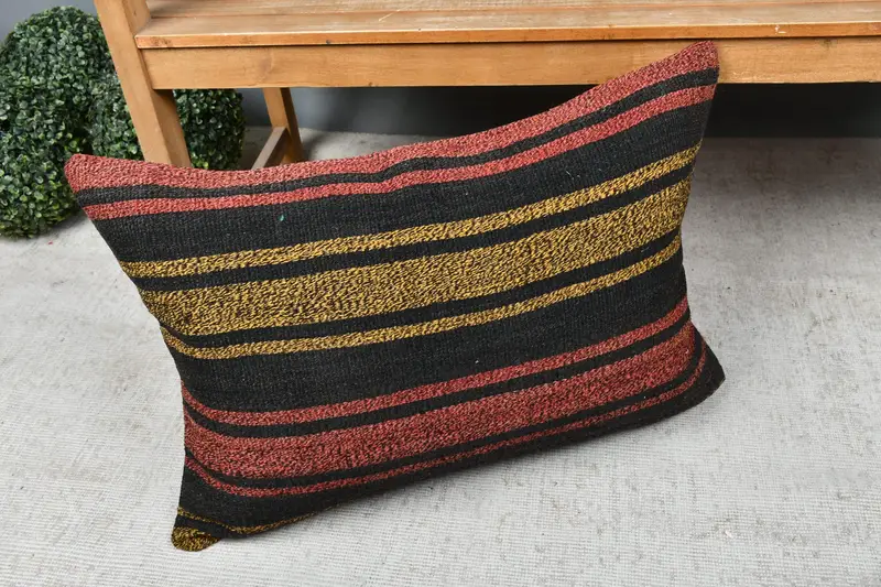 Pillow Case, 20x28 Red Pillow, Tapestry Cushion Cover, Accent Pillow Sham, Throw Kilim Pillow, Handmade Kilim Cushion, Kilim Pillow Cover - 7