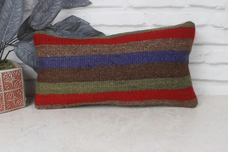 Home Decor Pillow, Boho Chic Cushion Cover, 8x16 Red Cushion Case, Vintage Pillow Sham, Pillow Sham, Kilim Pillow, Gift Pillow, Aztec Cushion Case - 1