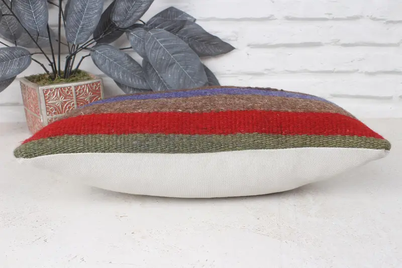 Home Decor Pillow, Boho Chic Cushion Cover, 8x16 Red Cushion Case, Vintage Pillow Sham, Pillow Sham, Kilim Pillow, Gift Pillow, Aztec Cushion Case - 5