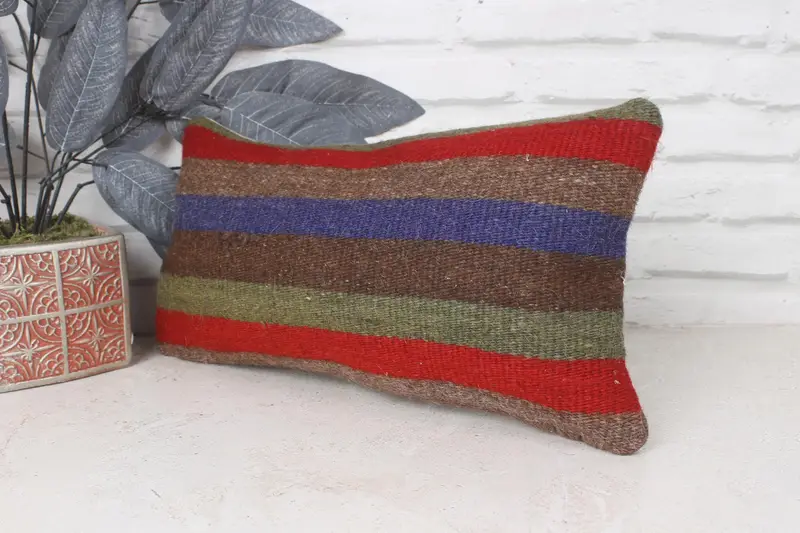 Home Decor Pillow, Boho Chic Cushion Cover, 8x16 Red Cushion Case, Vintage Pillow Sham, Pillow Sham, Kilim Pillow, Gift Pillow, Aztec Cushion Case - 3