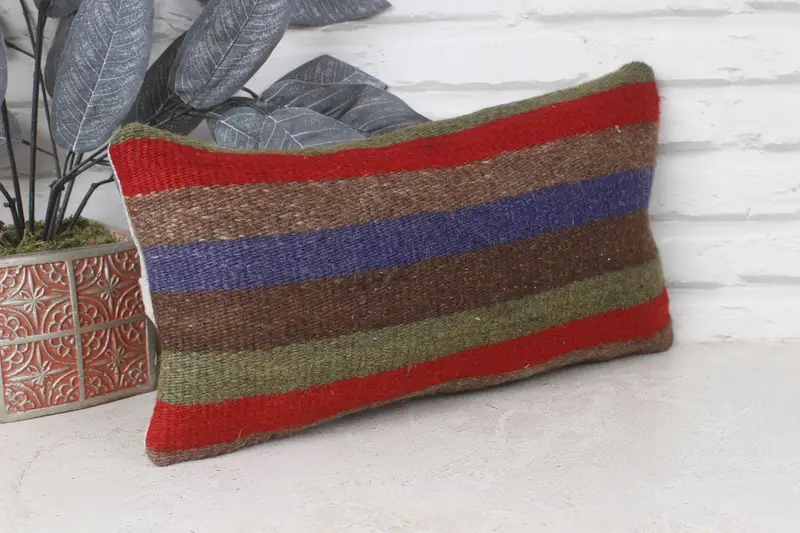 Home Decor Pillow, Boho Chic Cushion Cover, 8x16 Red Cushion Case, Vintage Pillow Sham, Pillow Sham, Kilim Pillow, Gift Pillow, Aztec Cushion Case - 4