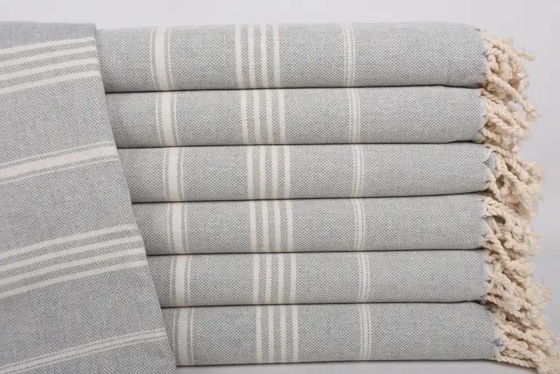 Personalized Turkish Towel Gray Striped, 67x40 Inches