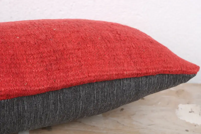 Pillow, Handmade Rug Seat Cushion, Ethnical Kilim Rug Pillow, 8x16 Red Pillow Case, Tribal Pillow Cover, Pillow for Couch, Pillow for Sofa - 6