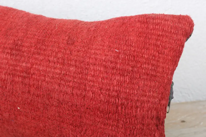Pillow, Handmade Rug Seat Cushion, Ethnical Kilim Rug Pillow, 8x16 Red Pillow Case, Tribal Pillow Cover, Pillow for Couch, Pillow for Sofa - 5
