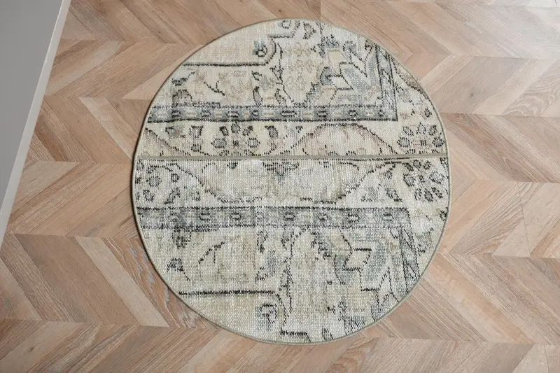 Beiger und grüner Teppich mit Tiermuster, 2,5 x 2,9 Fuß, schickes Dekor