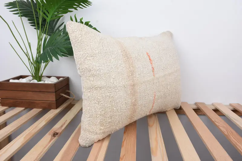 Antique Pillows, Cozy Throw Cushion Cover, Turkish Kilim Pillow, 16x24 White Cushion Cover, Kilim Cushion Sham, Vintage Cushion, Pillow - 4