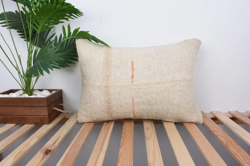 Antique Pillows, Cozy Throw Cushion Cover, Turkish Kilim Pillow, 16x24 White Cushion Cover, Kilim Cushion Sham, Vintage Cushion, Pillow - 1