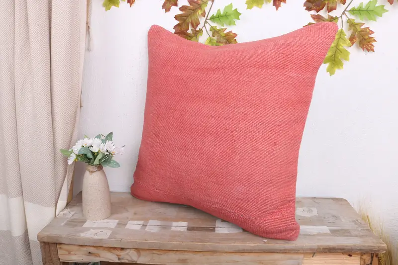 Kilim Pillow, Designer Throw Cushion Cover, Pillow for Couch, Natural Cushion Case, Cushion Cover, 20x20 Pink Cushion Case, Kilim Cushion Sham - 4