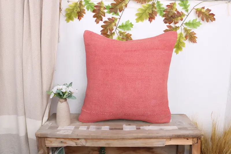 Kilim Pillow, Designer Throw Cushion Cover, Pillow for Couch, Natural Cushion Case, Cushion Cover, 20x20 Pink Cushion Case, Kilim Cushion Sham - 1