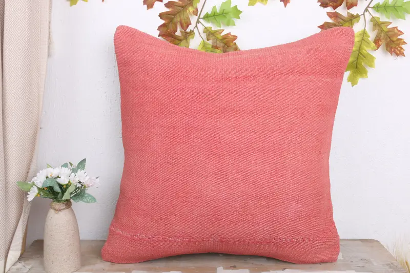 Kilim Pillow, Designer Throw Cushion Cover, Pillow for Couch, Natural Cushion Case, Cushion Cover, 20x20 Pink Cushion Case, Kilim Cushion Sham - 2