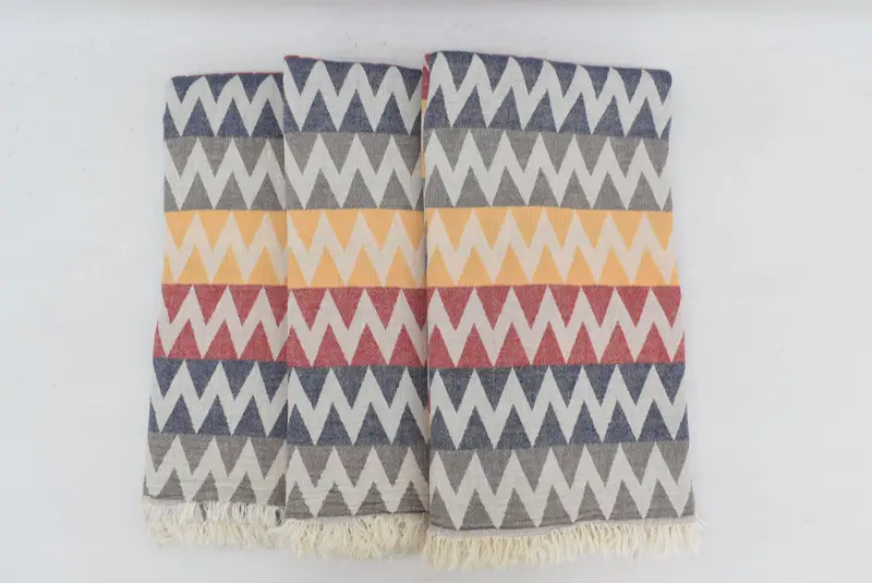 Thin towel, Gym Towel, Girl Trip Party Favor, Memorial Gift, Monogram Towels, Turkish towel, 70x40 Cotton Zigzag Design Towel, Organic towel - 7