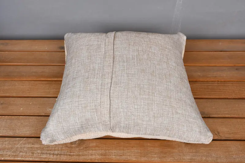Boho Pillow, Pillow Cover, Sofa Bolster Pillow Sham, Neutral Throw Cushion Case, Kilim Cushion Sham, 14x14 Beige Pillow Cover, Antique Pillows - 5