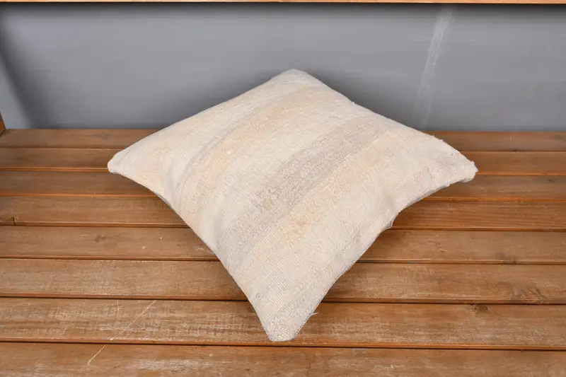 Boho Pillow, Pillow Cover, Sofa Bolster Pillow Sham, Neutral Throw Cushion Case, Kilim Cushion Sham, 14x14 Beige Pillow Cover, Antique Pillows - 2