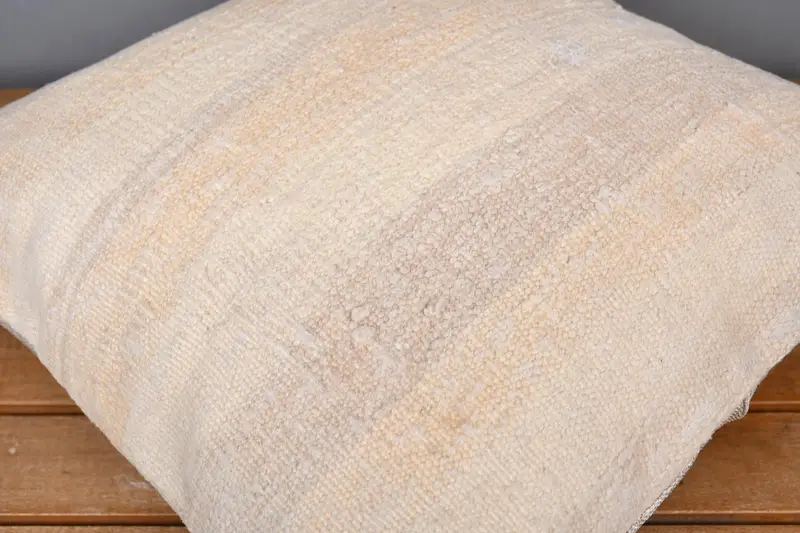 Boho Pillow, Pillow Cover, Sofa Bolster Pillow Sham, Neutral Throw Cushion Case, Kilim Cushion Sham, 14x14 Beige Pillow Cover, Antique Pillows - 3