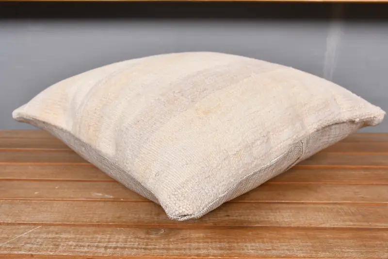Boho Pillow, Pillow Cover, Sofa Bolster Pillow Sham, Neutral Throw Cushion Case, Kilim Cushion Sham, 14x14 Beige Pillow Cover, Antique Pillows - 4