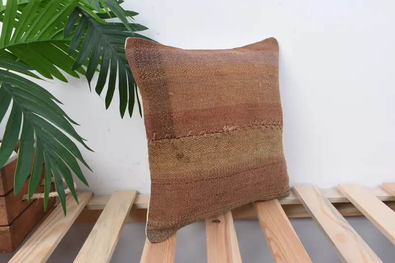 Vintage Pillow, Anatolian Pillow Sham, Tapestry Cushion Cover, Handmade Kilim Cushion, Cushion Case, 12x12 Red Pillow Sham, Boho Pillow - 4