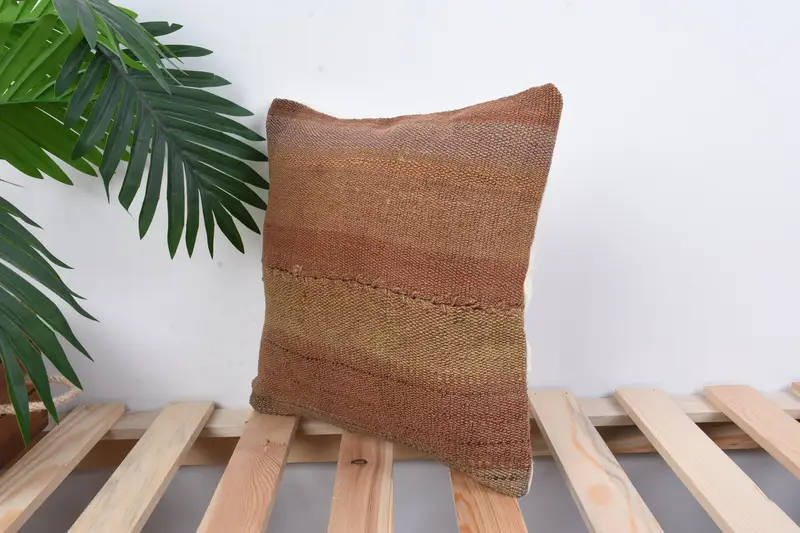 Vintage Pillow, Anatolian Pillow Sham, Tapestry Cushion Cover, Handmade Kilim Cushion, Cushion Case, 12x12 Red Pillow Sham, Boho Pillow - 5