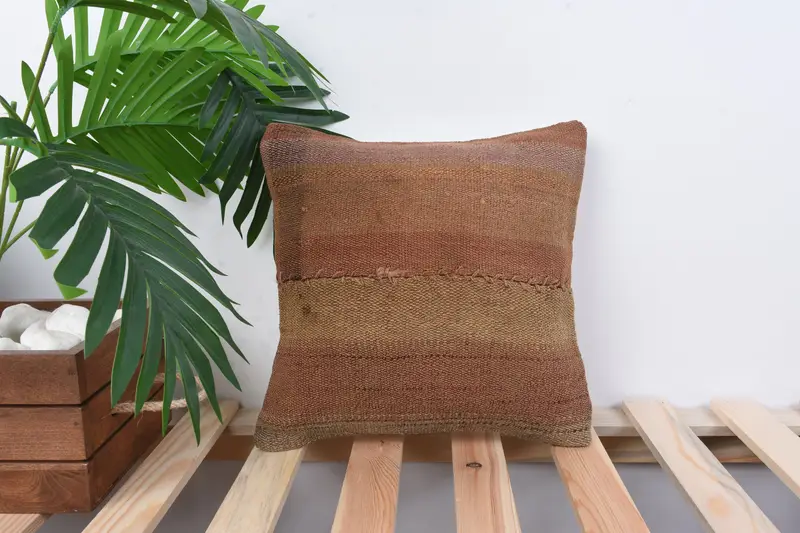 Vintage Pillow, Anatolian Pillow Sham, Tapestry Cushion Cover, Handmade Kilim Cushion, Cushion Case, 12x12 Red Pillow Sham, Boho Pillow - 1