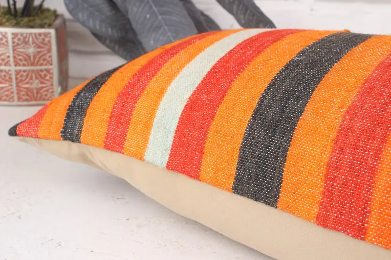 Chair Pillow Case, Cushion Cover, Outdoor Throw Cushion Case, Antique Pillows, Vintage Kilim Pillow, Vintage Pillow, 12x36 Red Pillow Cover - 7