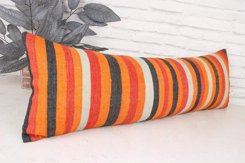 Chair Pillow Case, Cushion Cover, Outdoor Throw Cushion Case, Antique Pillows, Vintage Kilim Pillow, Vintage Pillow, 12x36 Red Pillow Cover - 3