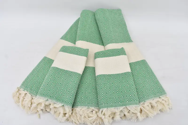 Custom Beach Towel Dark Green Diamond, 70x40 Inches, Organic Cotton