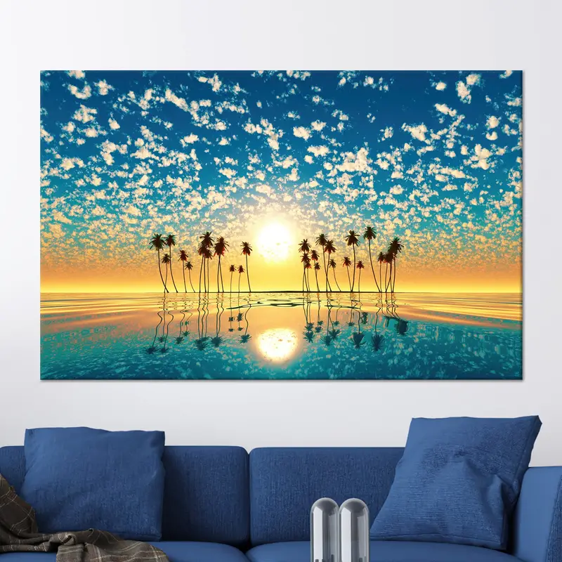 Tropical Sunrise Beach Canvas: Coastal Art Print Elegance