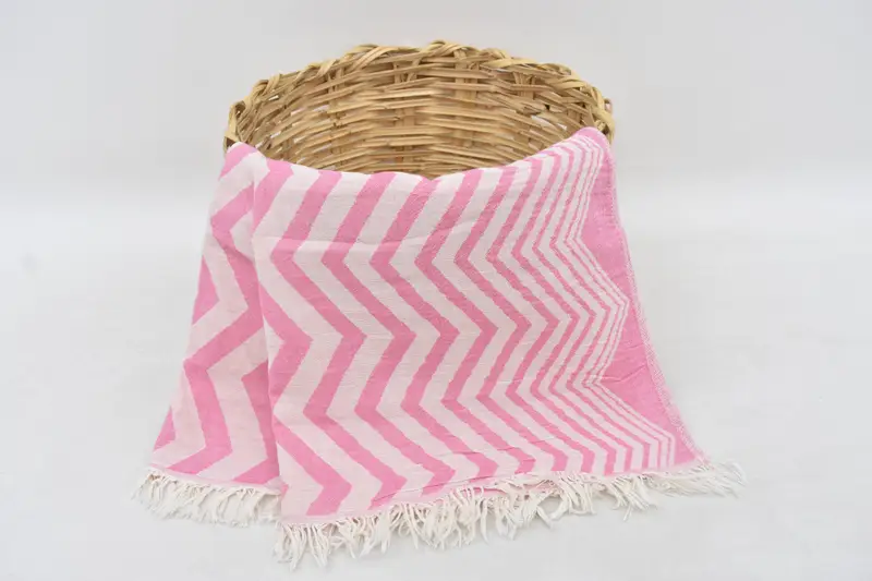 Fuchsia Hand Towel Turkish Cotton, Organic Recycled, 40x24 Inches