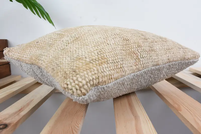 Outdoor Bolster Cushion Case, Throw Kilim Pillow, Turkish Kilim Pillow, Handmade Kilim Cushion, Pillow, 12x12 Beige Pillow Sham - 6