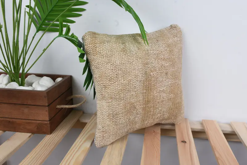 Outdoor Bolster Cushion Case, Throw Kilim Pillow, Turkish Kilim Pillow, Handmade Kilim Cushion, Pillow, 12x12 Beige Pillow Sham - 4