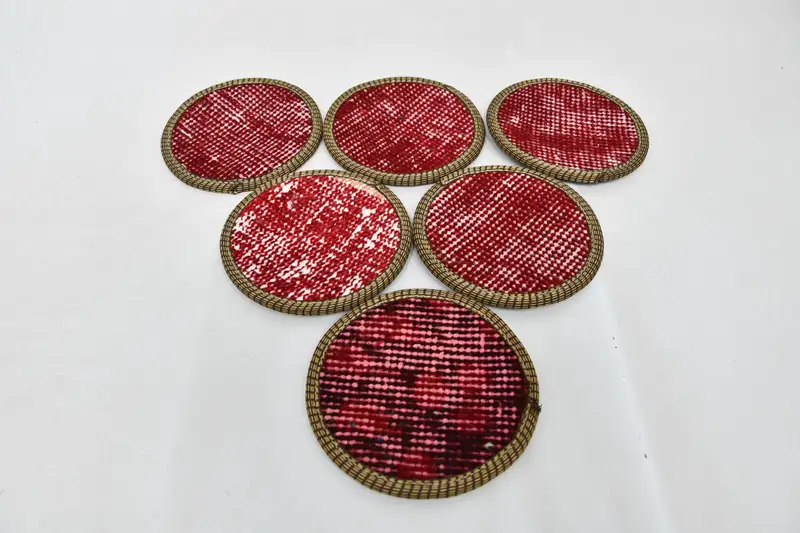 Posavasos redondos bohemios, juego de posavasos étnicos rojos y marrones