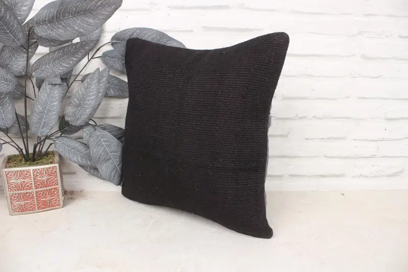 Bench Pillow Sham, Gift Pillow, Vintage Pillow, Hippie Throw Cushion Case, Throw Kilim Pillow, Cushion Cover, 16x16 Brown Pillow Case - 4