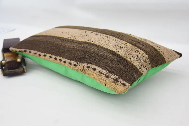 12x20 Brown Pillow, Bed Pillow, Pillow for Couch, Meditation Pillow, Pastel Pillow Cover, Vintage Pillow, Handmade Kilim Cushion, Pillow Case - 6