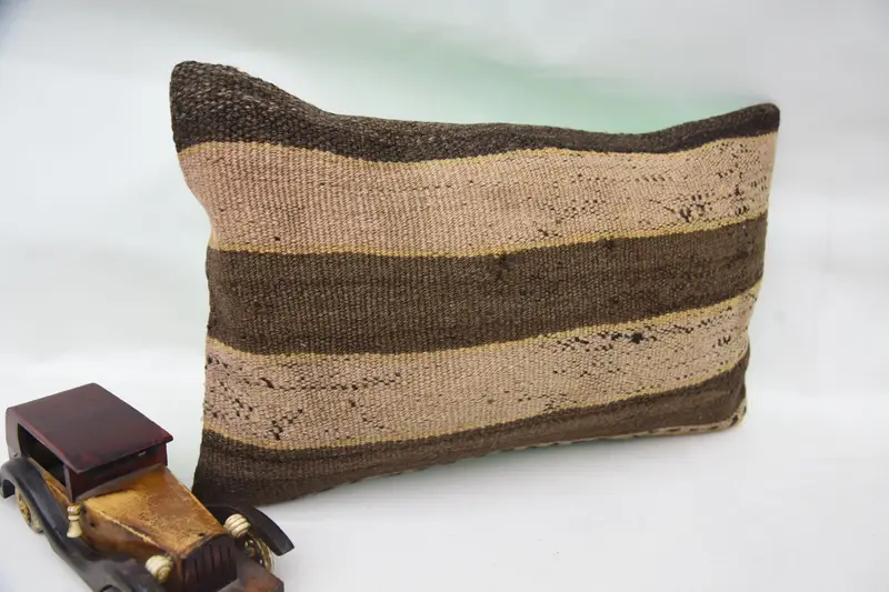 12x20 Brown Pillow, Bed Pillow, Pillow for Couch, Meditation Pillow, Pastel Pillow Cover, Vintage Pillow, Handmade Kilim Cushion, Pillow Case - 2