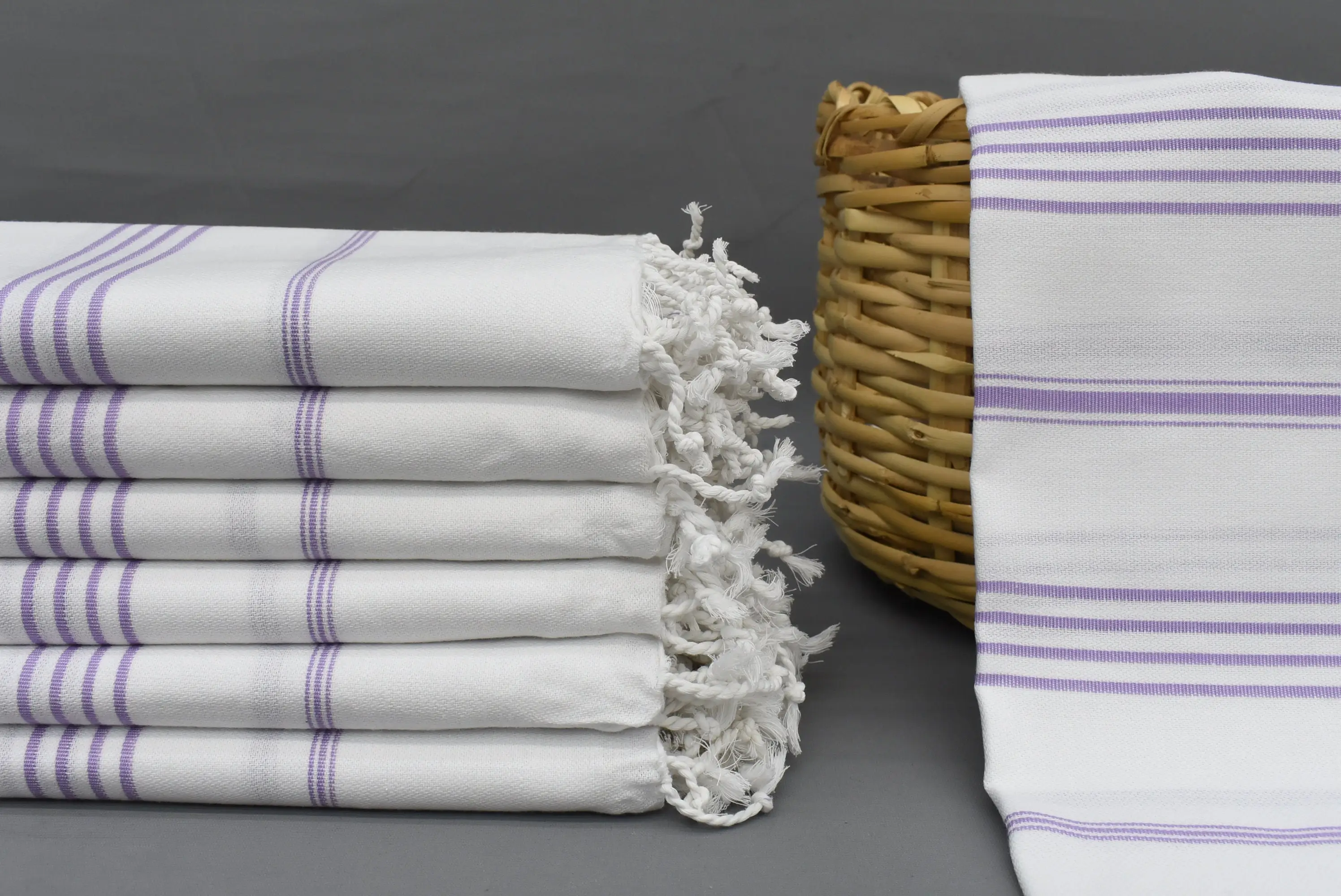 Personalized Wedding Gift, Light Purple Striped Towel, 70x40 Inches - 1