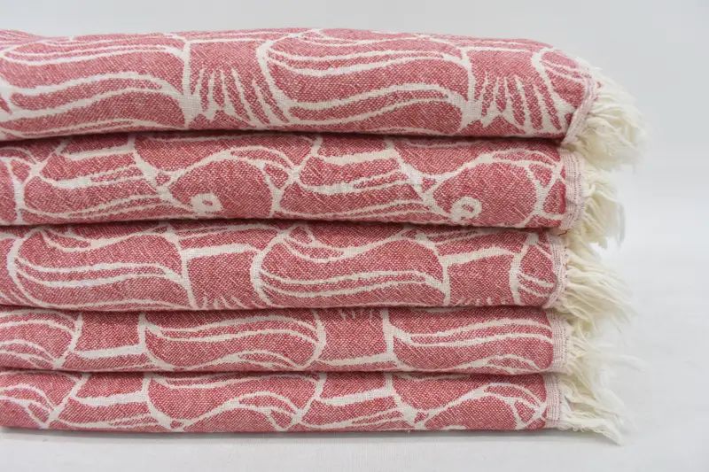 Monogram Kitchen Towel Red Fish Design Hand Towel, 40x24