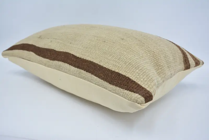 Custom Pillow, Vintage Kilim Pillow, Garden Pillow Cover, Pillow Case, 16x24 Beige Cushion, Turkish Pillow, Boho Pillow, Crochet Pattern Pillow - 6