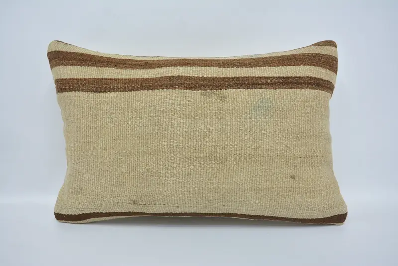Custom Pillow, Vintage Kilim Pillow, Garden Pillow Cover, Pillow Case, 16x24 Beige Cushion, Turkish Pillow, Boho Pillow, Crochet Pattern Pillow - 1