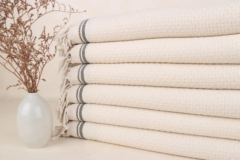 Monogrammed Beach Towel Turkish Cotton Khaki Green Stripes, 36x67 Inches