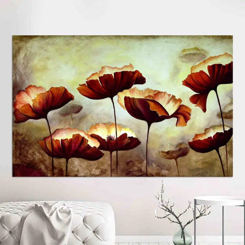 モダンな抽象的な花のキャンバスプリント - トレンディなウォールアート装飾