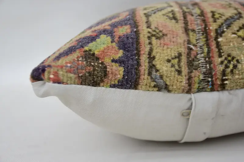 Pillow Sham, Seat Pillow Sham, Vintage Pillow, Throw Kilim Pillow, Cotton Pillow Sham, Toss Cushion Cover, 12x12 Beige Cushion, Turkish Kilim Pillow - 5