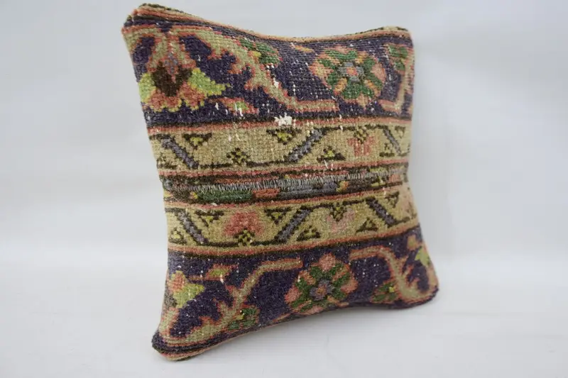 Pillow Sham, Seat Pillow Sham, Vintage Pillow, Throw Kilim Pillow, Cotton Pillow Sham, Toss Cushion Cover, 12x12 Beige Cushion, Turkish Kilim Pillow - 2