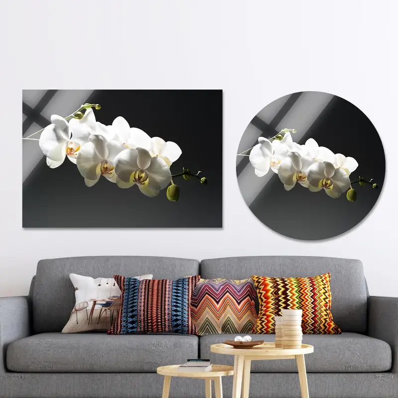 Zarif Beyaz Orkide Kanvas: Sanatsal Çiçek Duvar Dekoru