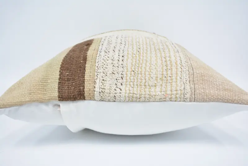 Handmade Kilim Cushion, Vintage Kilim Pillow, Boho Pillow, Pillow Sham, Square Throw Cushion Cover, 16x24 White Pillow Cover, Boho Chic Pillow - 5
