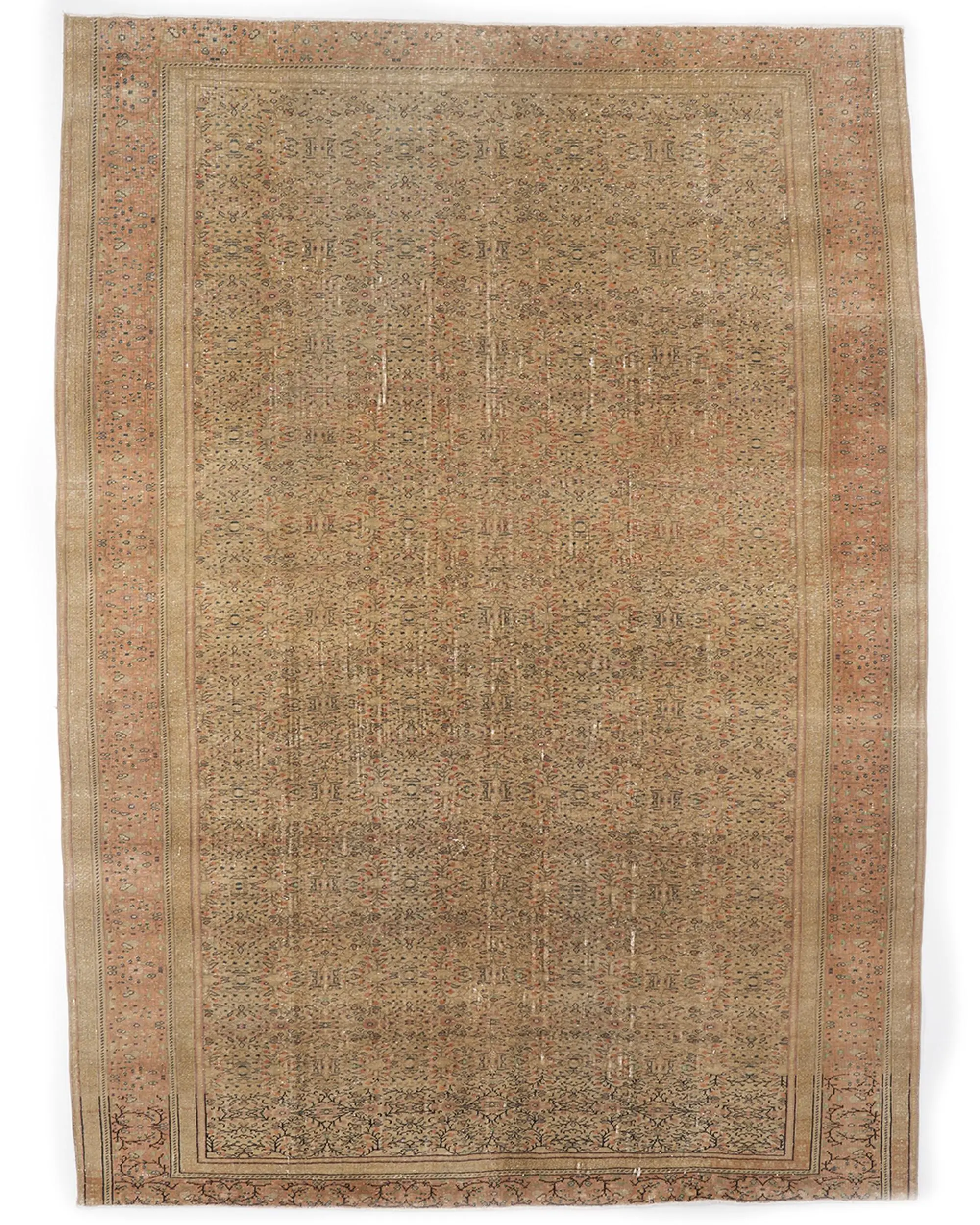 Türk Halısı, 6.7x9.4 ft Vintage Halı, Kahverengi Kırmızı Çiçekli Yün Halı - 1