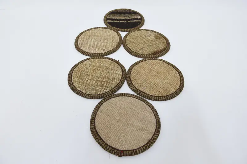 Elegant Beige & Brown Striped Coaster, Versatile Circle Coaster